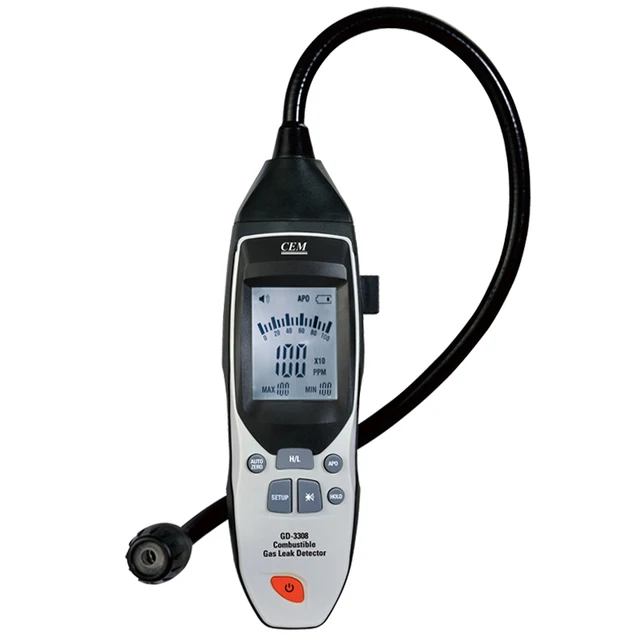 CEM GD-3308 16-inch Combustible Gas Leak Detector with 10000ppm Visible Audible and Vibration Alarm Gas Analyzers Product