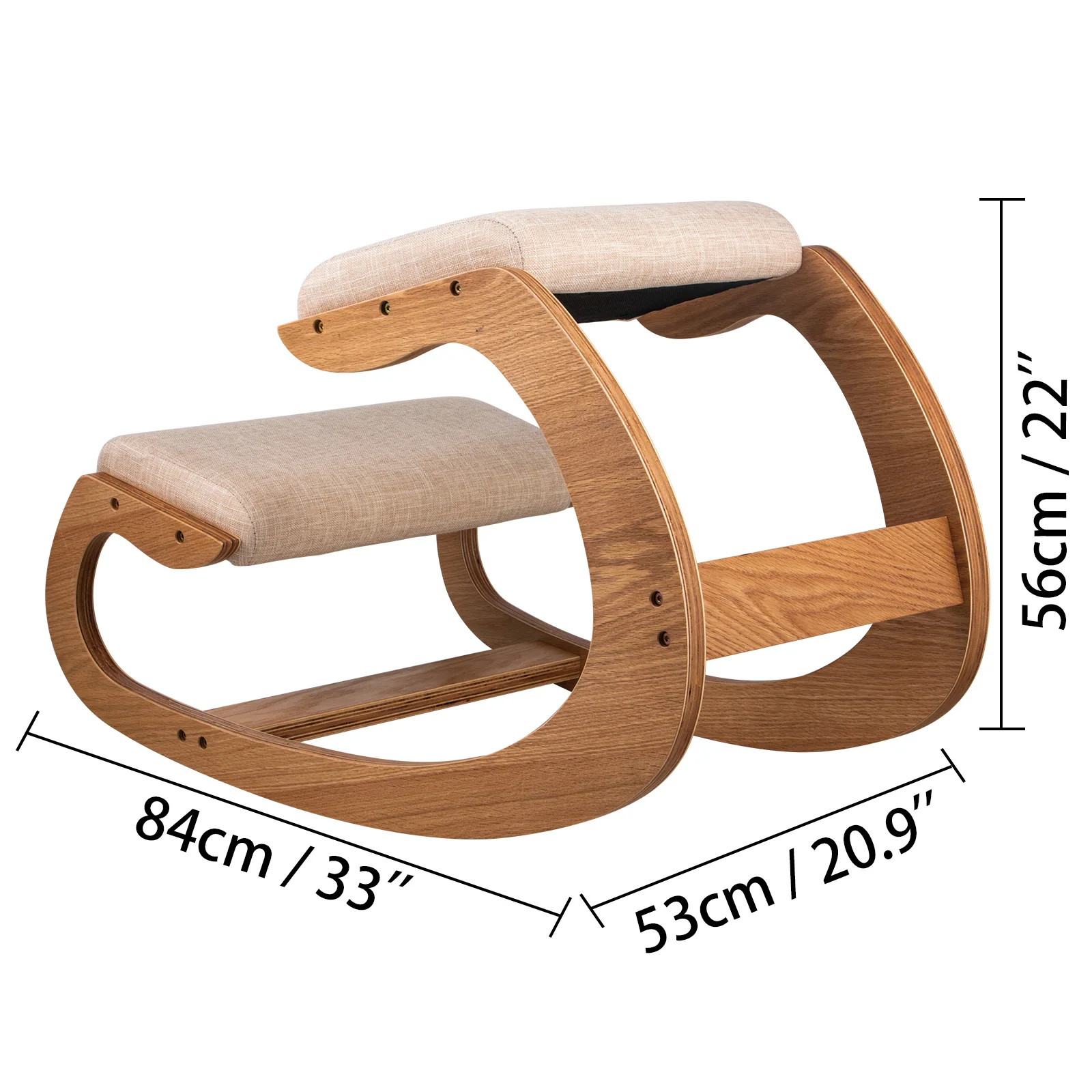 2023 VEVOR Ergonomic Rocking Wooden Kneeling Chair Stool Correct