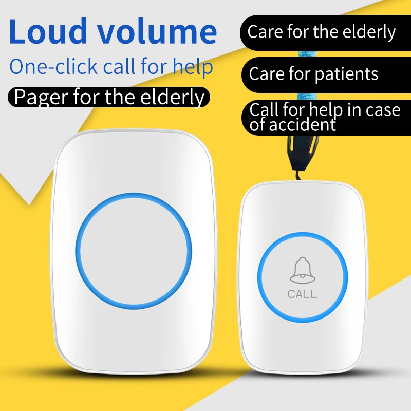 CACAZI Smart Home Wireless Pager Old Man Patient Emergency Medical Alert System SOS Button Remote Call Bell US EU UK AU Plug