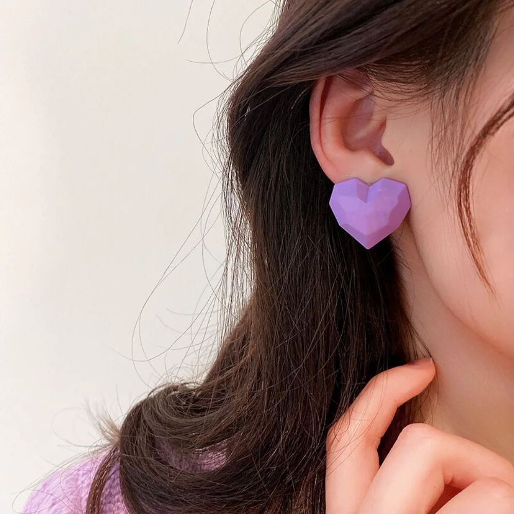 Yienate Cuore Acrilico Orecchini Borchie Grande Funky Macaroon Caramella Colore Orecchini Cuore Geometrico Leggero Blu Dichiarazione Orecchini Matrimonio Prom Orecchini Gioielli Per Donne E Ragazze
