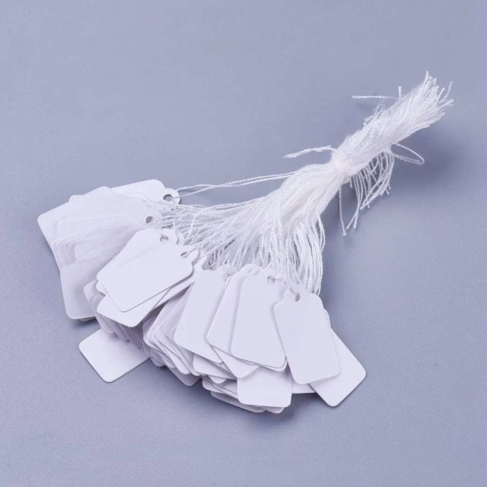 500pcs Rectangle Jewelry String Cords Price Tags White Blank Label jewelry  Display Cards Hang Tag Card 23x13mm