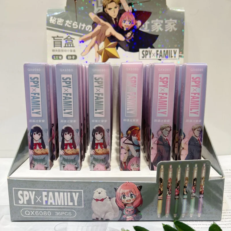 

36 Pens/box Anime Spy X Family Loid Anya Yor Forger Gel Pen 0.5mm Random Press Gel Pens Stationery Writing Supplies