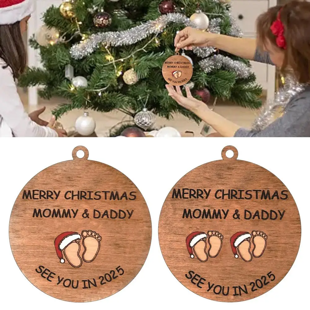 Merry Christmas Mommy And Daddy Ornament Family Ornament Christmas Tree Decorations Baby Announcement Board See You In 2025