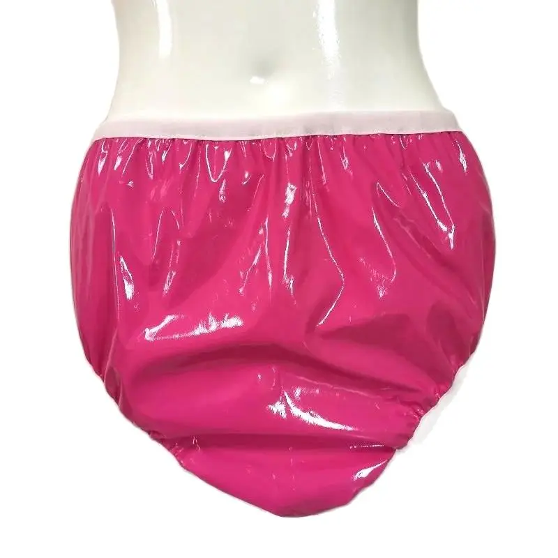 

French Sexy Adult Custom Fetishism Cross Dressing Sissy Rose Red PVC Elastic Waistline Triangle Shorts Can Be Customized in Mult