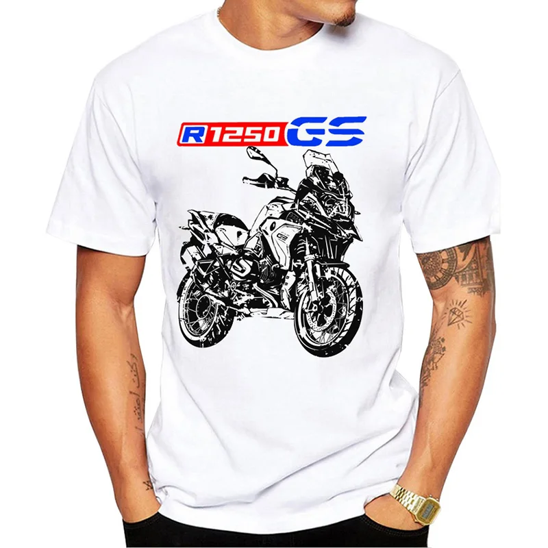 

New Summer Men's Short Sleeve Retro Classic Super Tenere 1200 Scooter Print T-Shirt Boy Casual White Tops Man R1250 GS Moto Tees