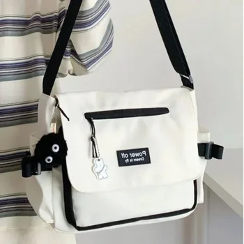 Borse a tracolla Harajuku giapponesi da donna 2025 Borsa a tracolla color patchwork stile preppy Borse a tracolla per studenti collage 1