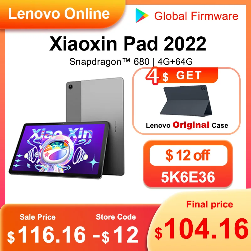  Original Lenovo Pad 2022 Tablet 4GB 64GB Android 12 10.6-Inch 7700mAh 20001200 2K Screen 