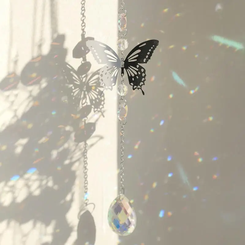 Crystal Window Sun Catcher Decorative Garden Ornament Butterfly Car Charm Garden Sun Catchers Window Rainbow Maker