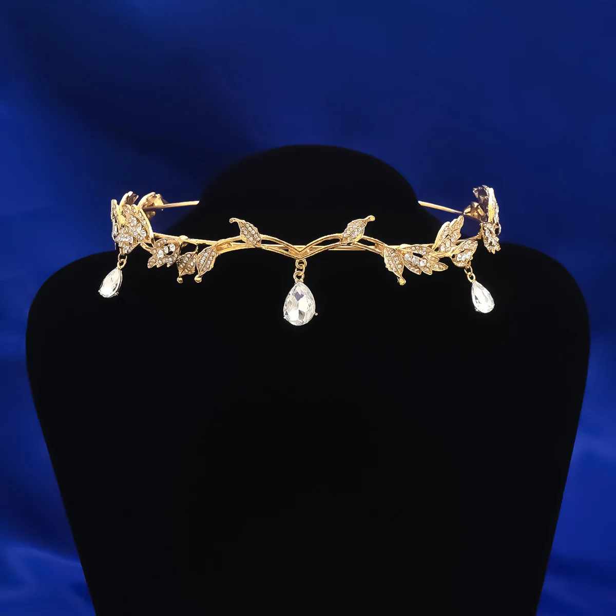 1PC Crown Mori System Leaf Drop Bride Headpiece Super Fairy Runaway Princess Headpiece Headband Choker dual-use hair accessories