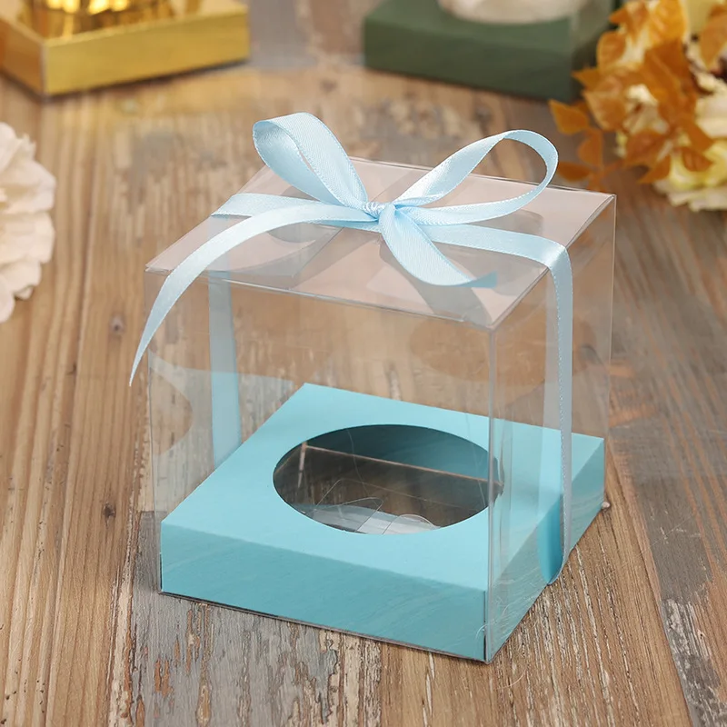 12Pcs Gold and Silver Clear Plastic Cupcake Packaging Boxes, Cake Favor Containers, Tra... - SKU PCPB1722 - UGI Packaging