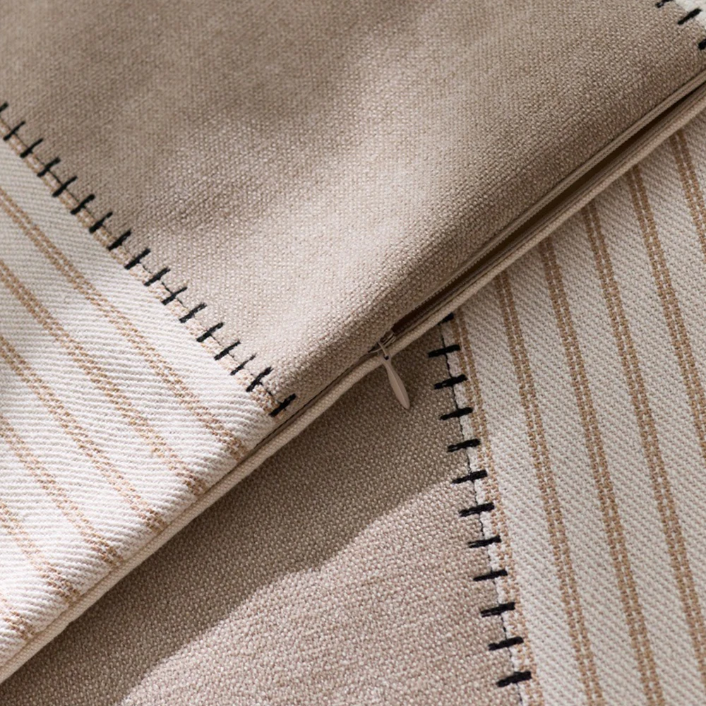 Farmhouse Boho Stripe Cotton Patchwork Throw Pillow Covers