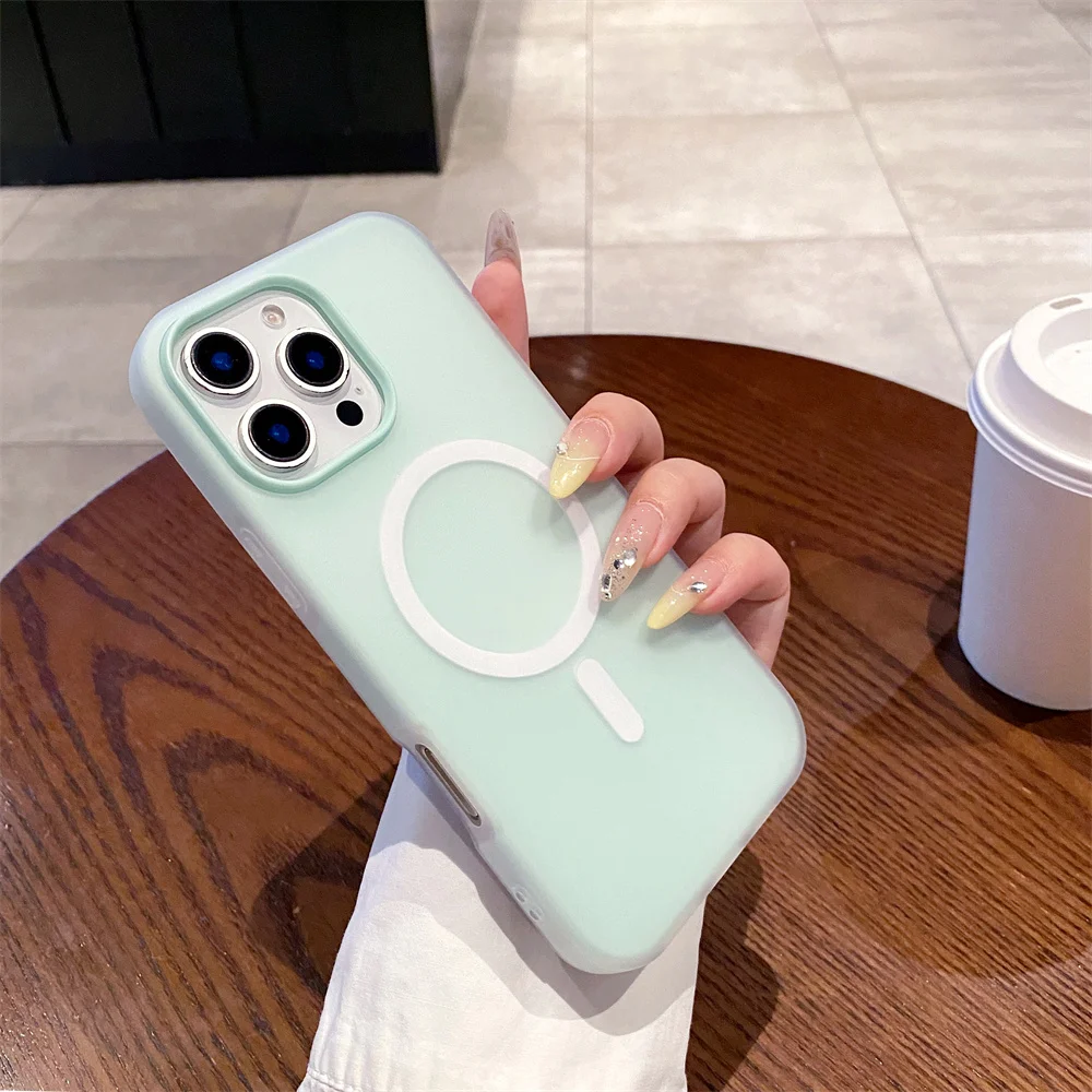 Luxury Candy MagSafe Wireless Charging Matte Phone Case with Magnetic Bumper Cover