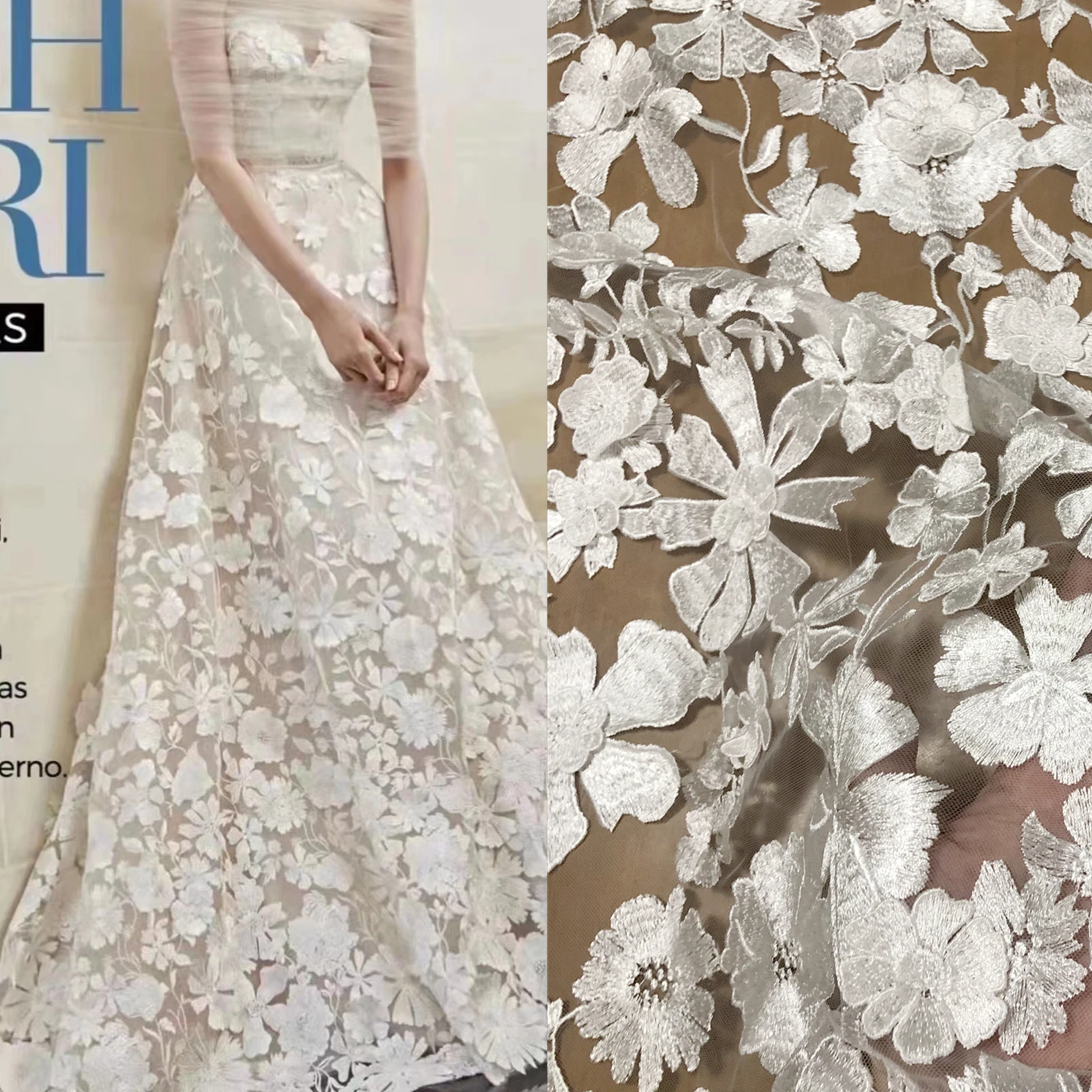 

Новинка, свадебное платье ручной работы с 3D цветами, вечернее платье, ткань с вышивкой, модная одежда, кружевное платье