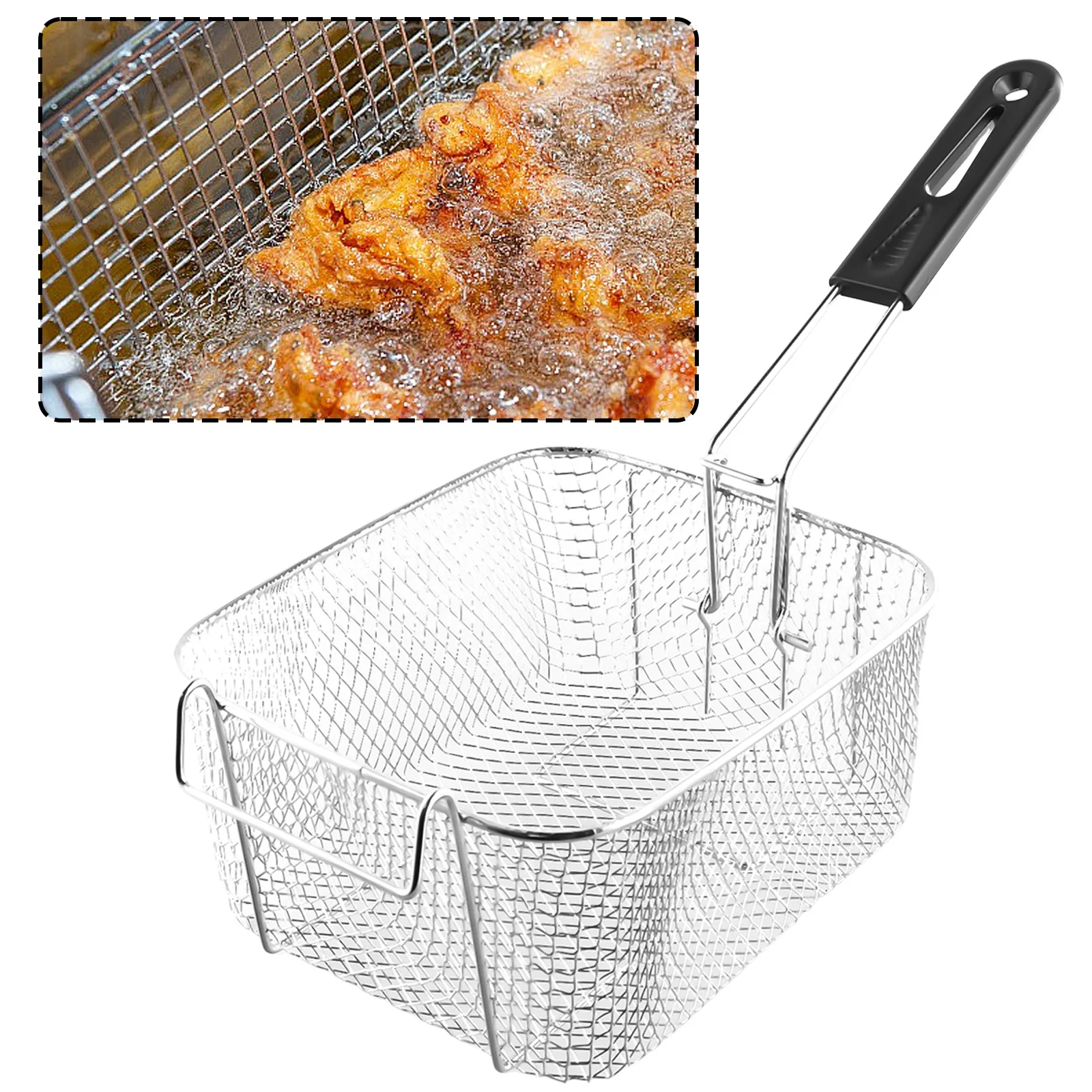 

Mini Fried Skewers Chips Fish Fry Baskets Stainless Steel Fryer Basket Strainer For Fry Chicken Fish French Fries