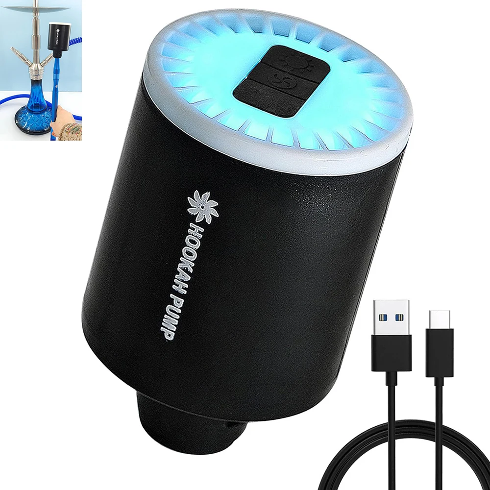 Electric Shisha Hookah Pump Kit USB Charging LED Lights Rechargeable Battery Blower Accessories