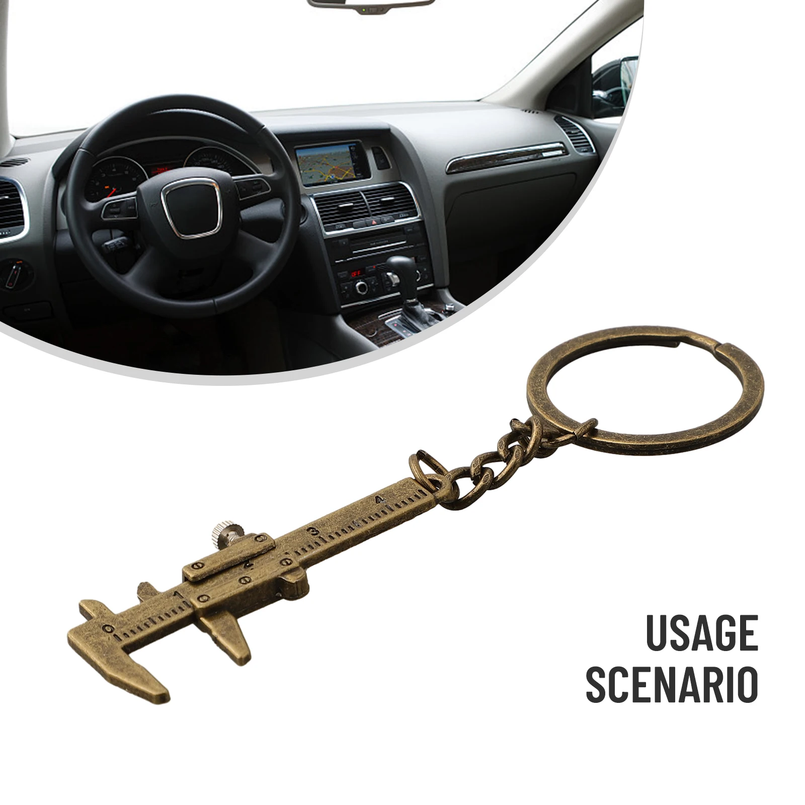 Car Key Vernier Caliper Portable Mini Vernier Caliper 40mm Measuring Tool Keychain Car Key Chain Ring Decoration Parts