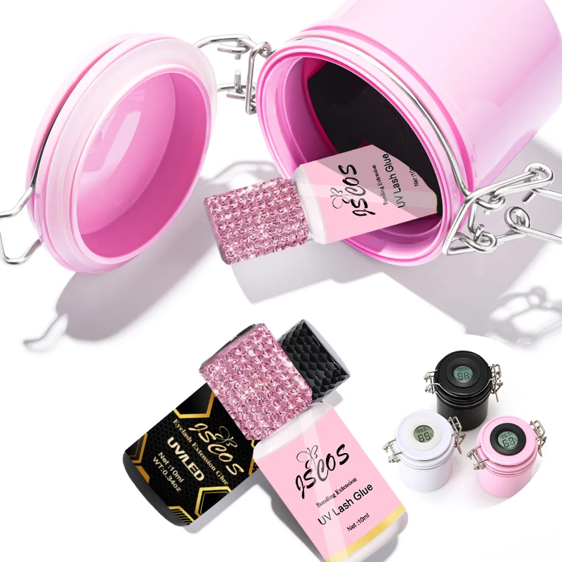 

False Lash Uv Glue Storage Tank With Humidity & Temperature Eyelash Glue Storage Tank Container Grafting Lashes Uv Glue Adhesive