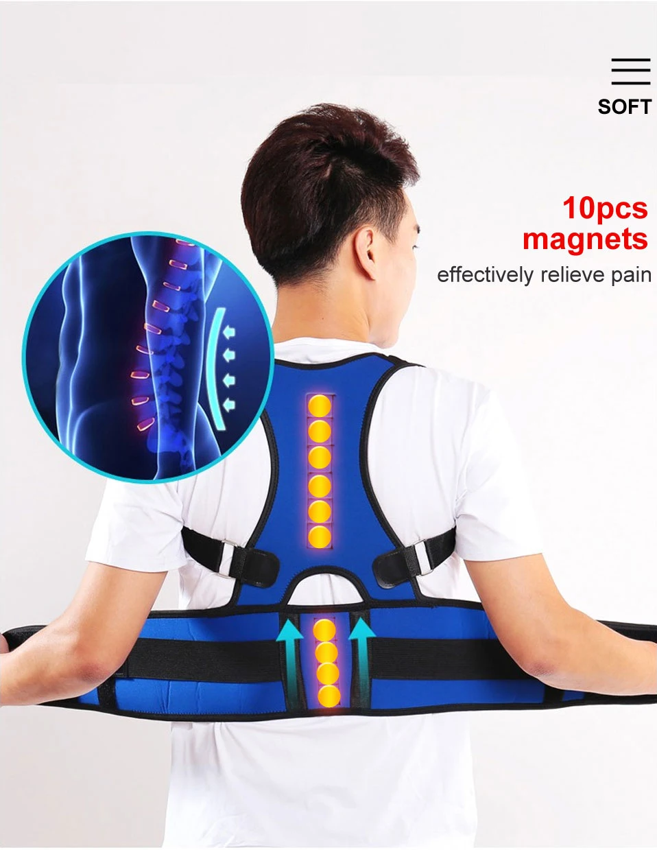 Magnetic Orthopedic Posture Corrector Scoliosis Magnet Humpback Girdle Back Brace Spine Neoprene Pain Support Belt For Man Woman 15