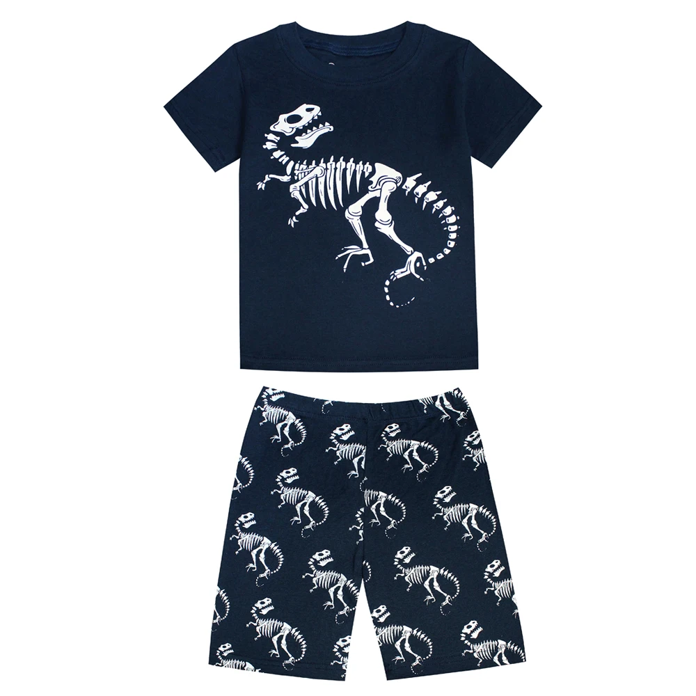 Boys Dinosaur Pajamas Sets Kids Cotton Sleepwear Short Sleeve Summer Children's Clothing Baby Nightwear Pyjamas Pjs Short Sets