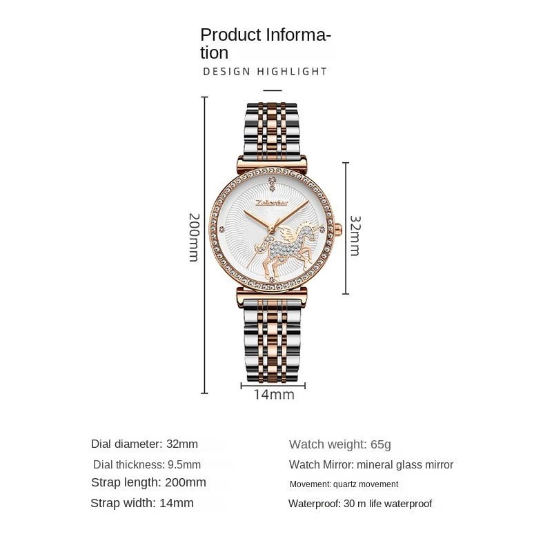 Luxury brand women's watch quartz with diamonds watch for women fashion crystal stainless steel strap girls clock gift watch
