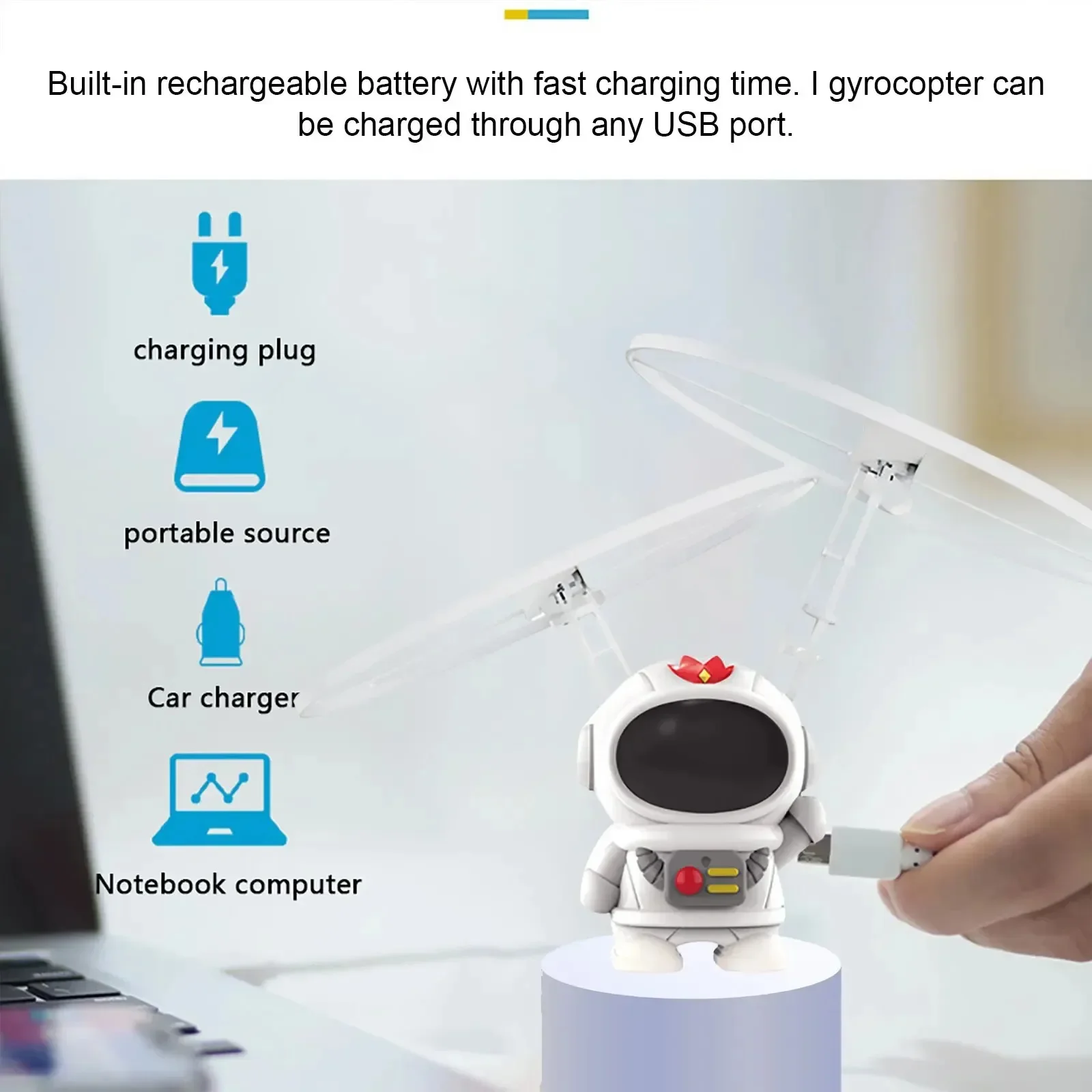 Levitating Luminous Flying Robot Astronaut Toy Aircraft Hand-Controlled Drone Interactive with Lights Outdoor Toys for Kids Gift 6