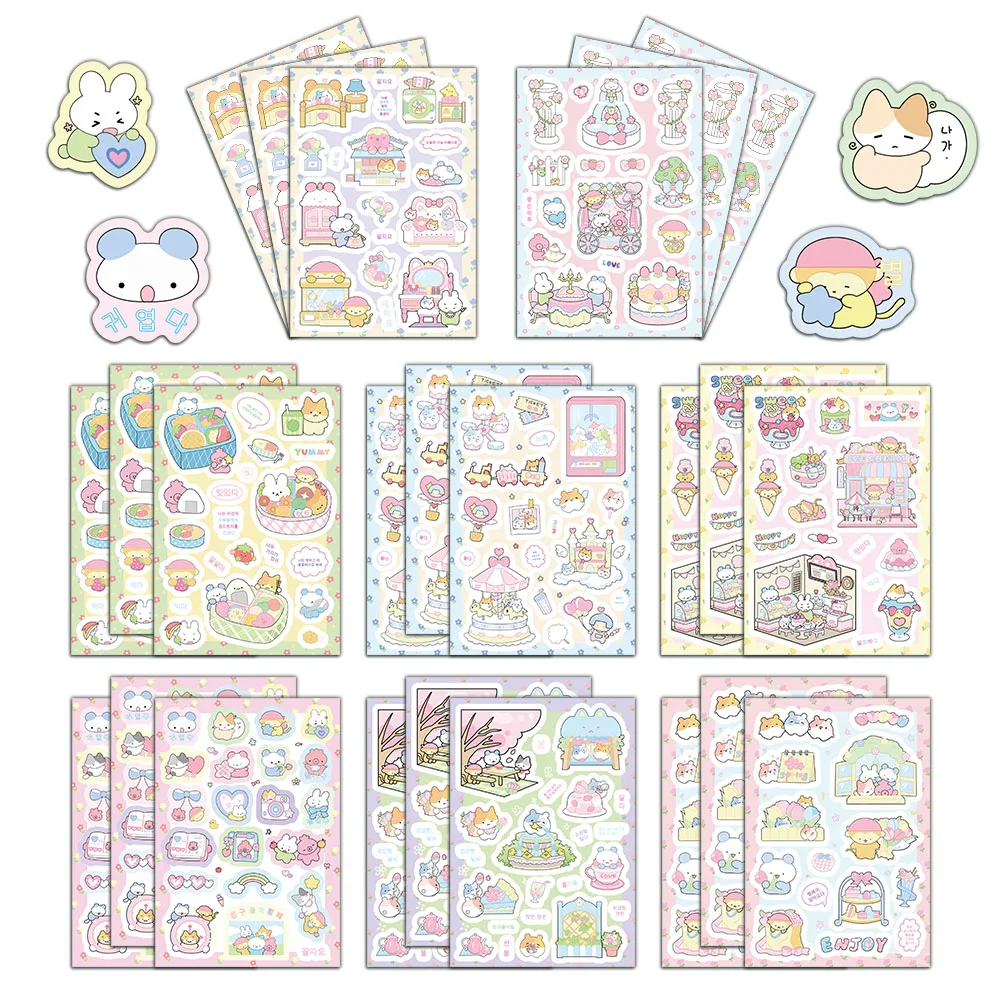 8PCS Frühling Reise Aufkleber Cartoon Nette Kleine Elemente Handheld Konto Telefon Fall Notebook Dekoration Wasserdichte Aufkleber