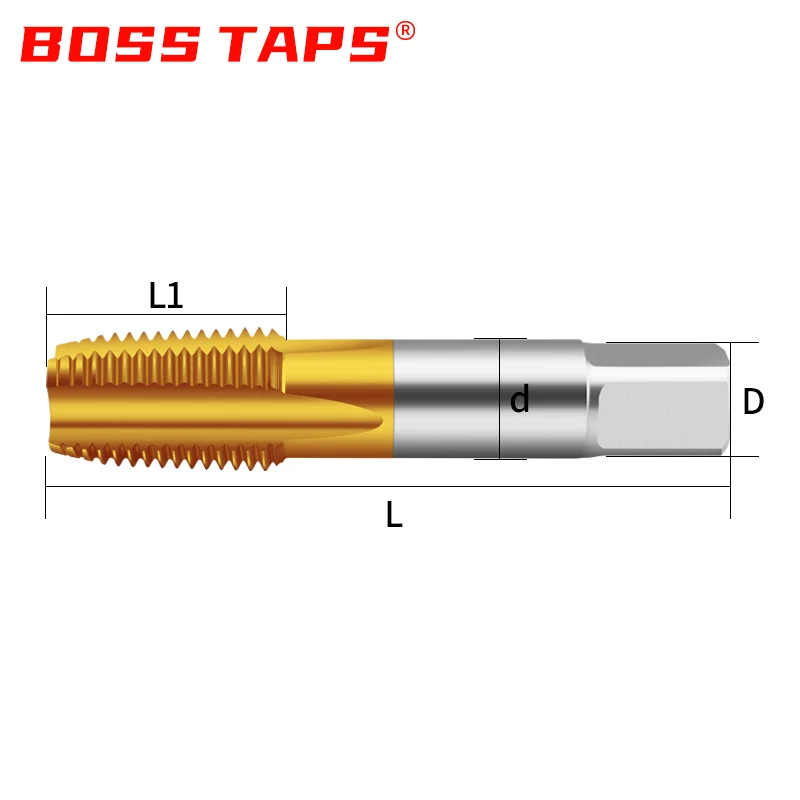 HSSE-35 JIS Standard TIN Coating Pipe Straight Fluted Tap NPT NPS 1/16 1/8 1/4 3/8 1/2 Machine Screw