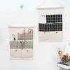 Home Cotton Linen Storage Hanging Bag Dormitory Mobile Phone Storage Door Back Fabric Wall Hanging Storage Bag Bathroom Hanging 4
