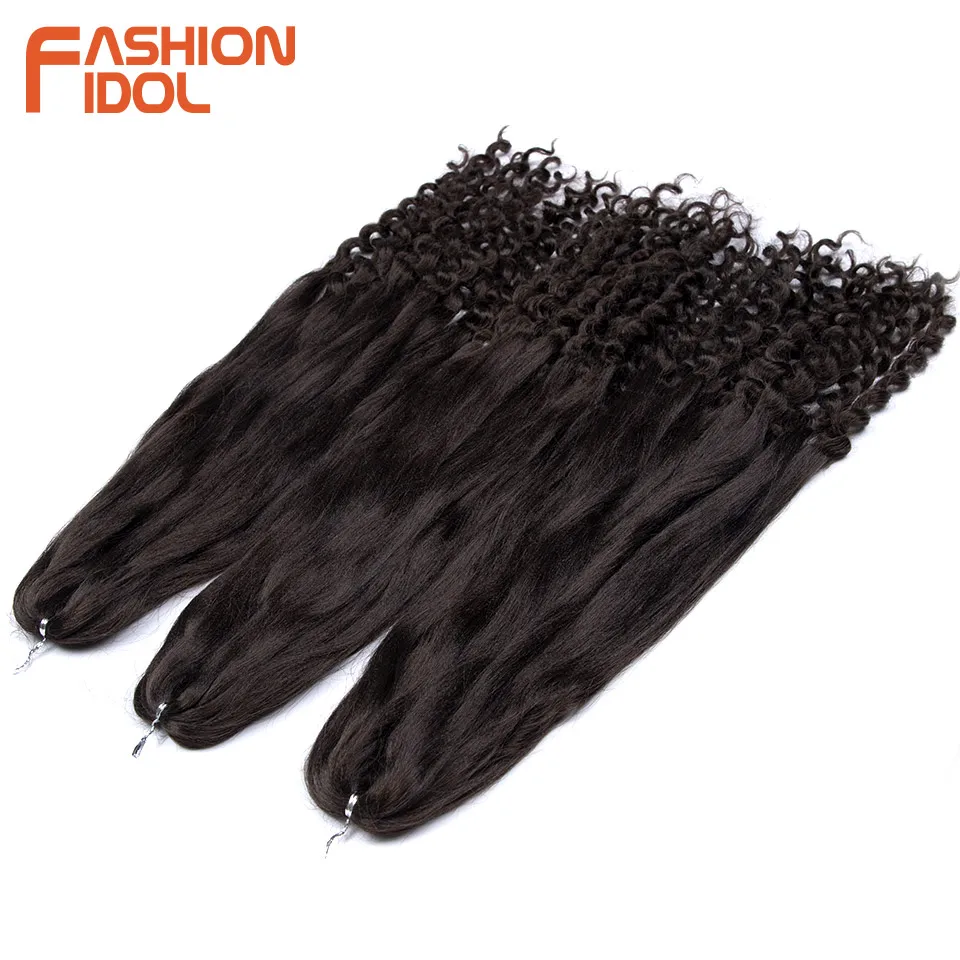 FASHION IDOL 28inch 240g/3pcs Pre Stretched Tail French Crochet Hair Synthetic Ombre Brown Pre-twisted Passion Twists Curly Hair 4