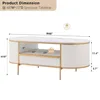 Modern Luxury Fluted Coffee Table, 48" Oval Coffees Tables with Drawer, Faux Marble Top, Curved Profile Design,Coffee Table 2
