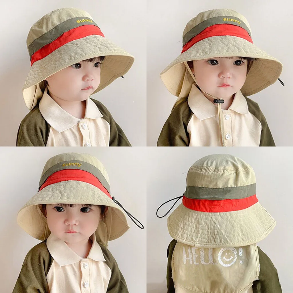 Summer UV Protection Caps Mesh Breathable Caps Kids Bucket Hat Outdoor Kids Travel Beach Caps