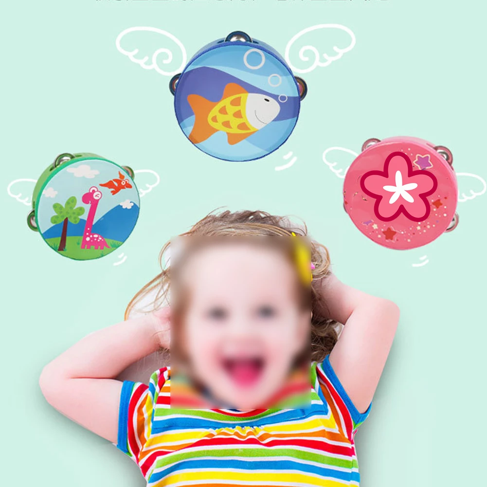 1x 6inch Cartoon Hand Drum Tambourine Musical Percussion Instrument Baby Gifts Children Kids Music Toys Musical Beat