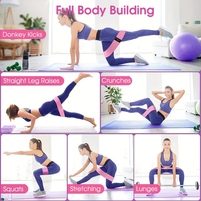 Yoga Resistance Bands 3 Pcs of Stretch Exercise Workout Bands for Women and Man Booty Legs Elastic Pilates Flexbands 5