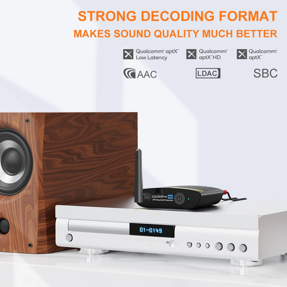 1mii DS200Pro HiFi 5.2 odbiornik muzyczny do domowego Stereo z audiofilskim DAC aptX HD & LDAC