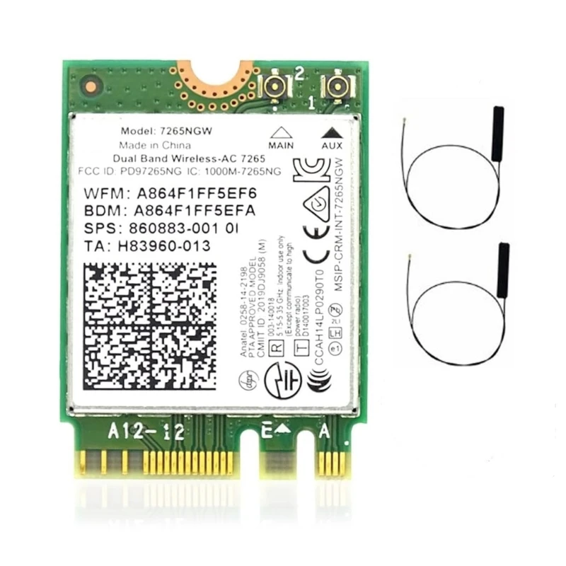 

K92F Двухдиапазонная беспроводная карта AC 7265 7256NGW 802.11AC 1200M Wifi + Bluetooth