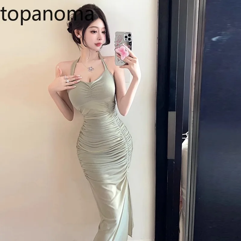 

Topanoma элегантные вечерние платья для женщин, сексуальное приталенное коктейльное платье без рукавов с разрезом, для свадебной вечеринки, с открытой спиной, для дня рождения