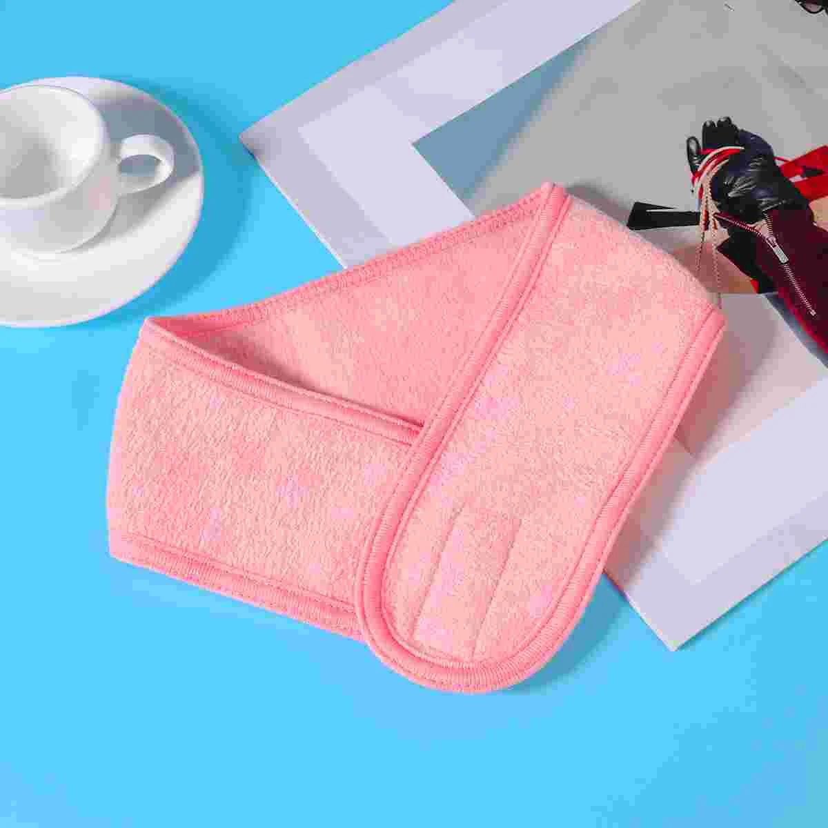 Frcolor 3Pcs Spa Facial Headband Make Up Wrap Head Cloth Headband Stretch Towel with Sticky Tape (White, Black, Pink) 2