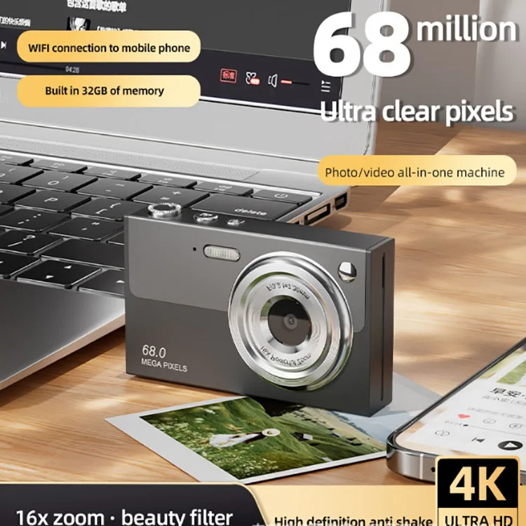Hd anti-shake 6800W true 16x zoom and video recording machine 4K HD digital camera photo camera for children Student