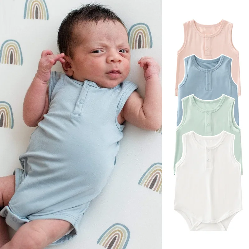 Bamboo Fiber Baby Romper Summer Baby Boy Girl Clothes Sleeveless Newborn Jumpsuit Comfortable Clothing For baby bodysuit cotton romper