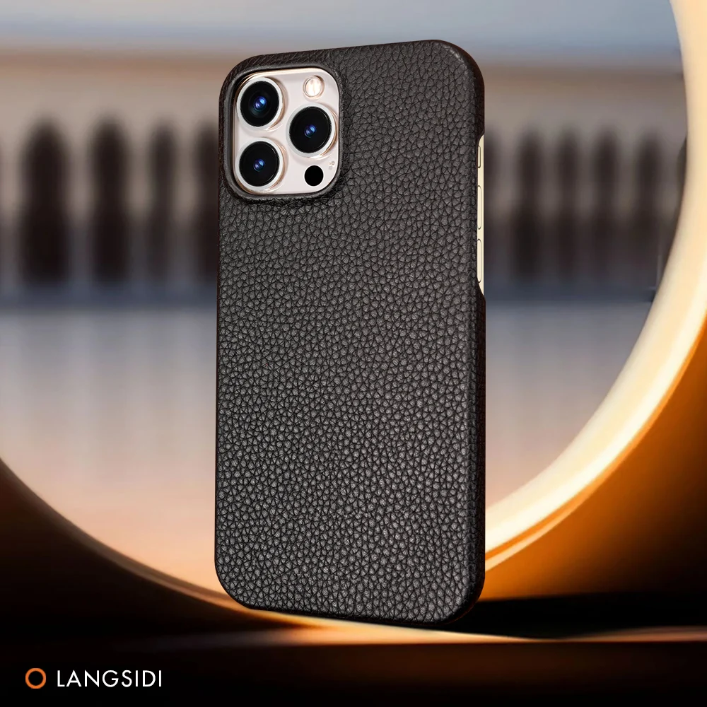 Luxury Lychee Genuine Cowhide Leather Shockproof Phone Case – Clearance Sale