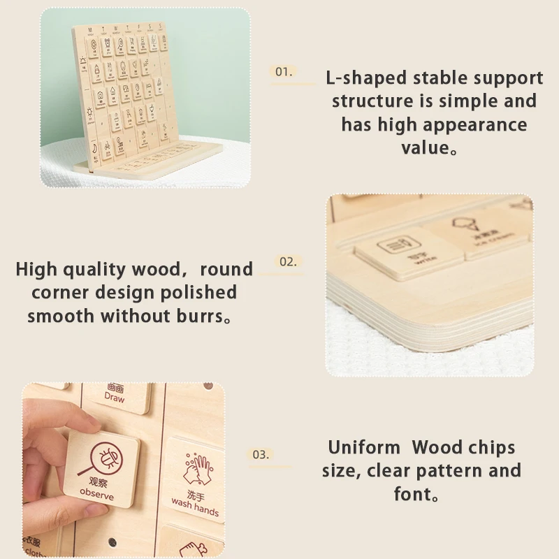 Montessori Calendar Planner Board Kids Visual Schedule Good Habits Training Games Time Concept Parish Teaching Aids Wooden Toys 5
