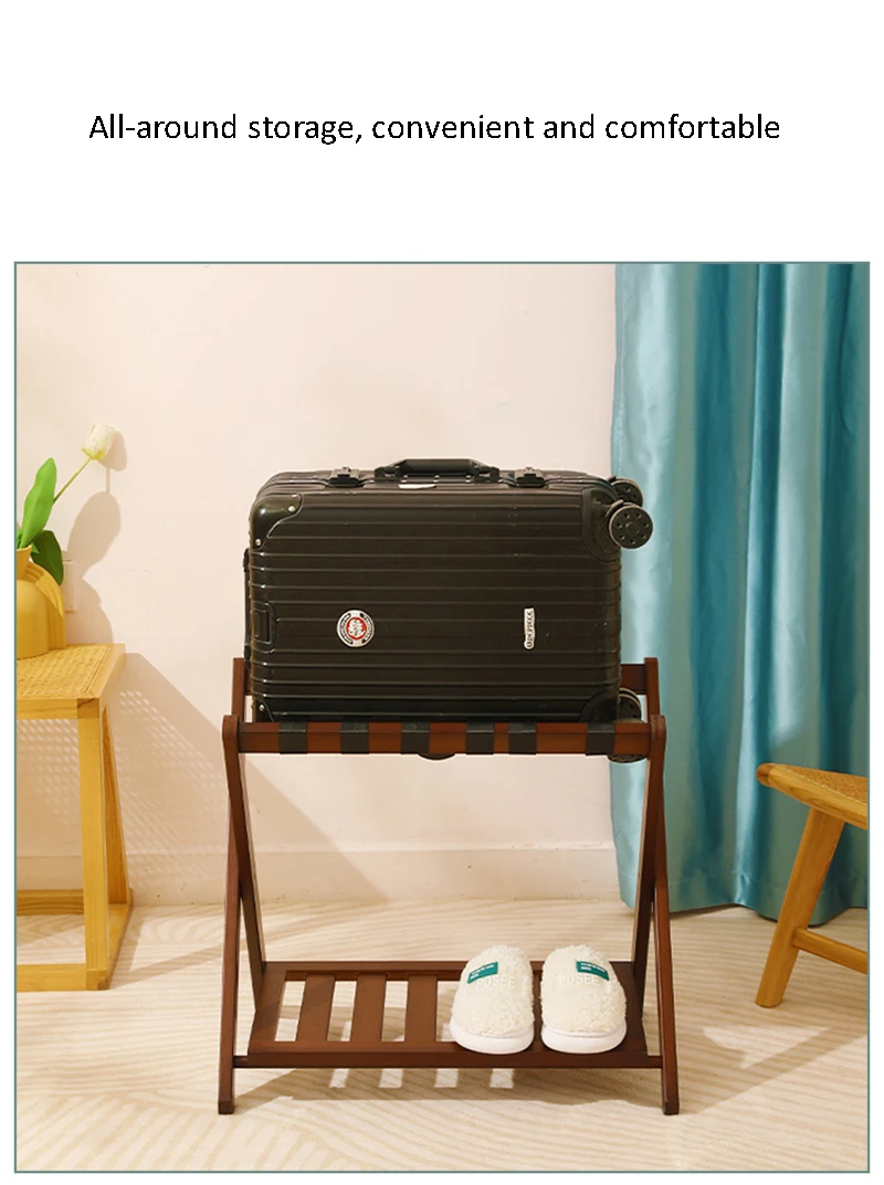 Description Picture 4 of itemThickened Luggage Rack Foldable Floor Standing with Shoes Shelf Suitcase Stand for Hotel Travel Home