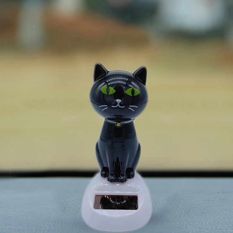Figurine chat solaire voiture décoration tête oscillante