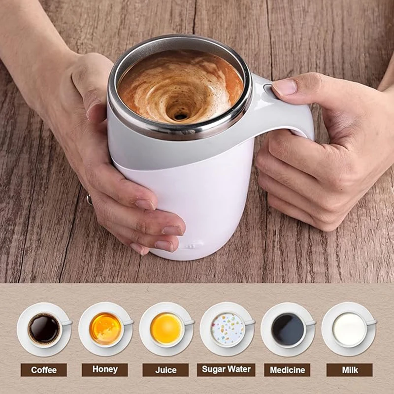 1PC Portable Smart Automatic Magnetic Stirring Cup Rechargeable Stainless Steel Lazy Rotating Mug Stirring Cup Drinking Tools