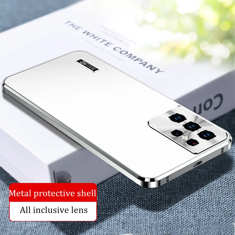 Metal Magnetic case for Samsung Galaxy S21 S22 Ultra all inclusive camera frosted anti fingerprint protective ultra-thin cases kawaii phone case samsung Cases For Samsung