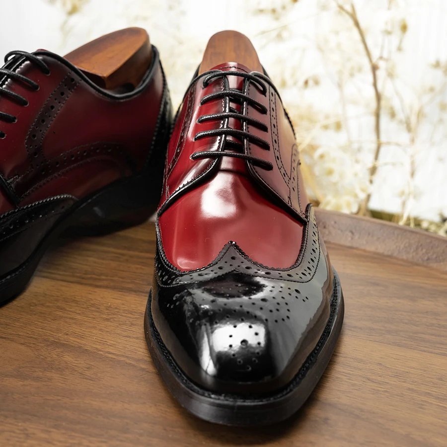 Hanmce High Top Men Dress Shoes 2 Color Luxury Brogue Shoes shoes for men with