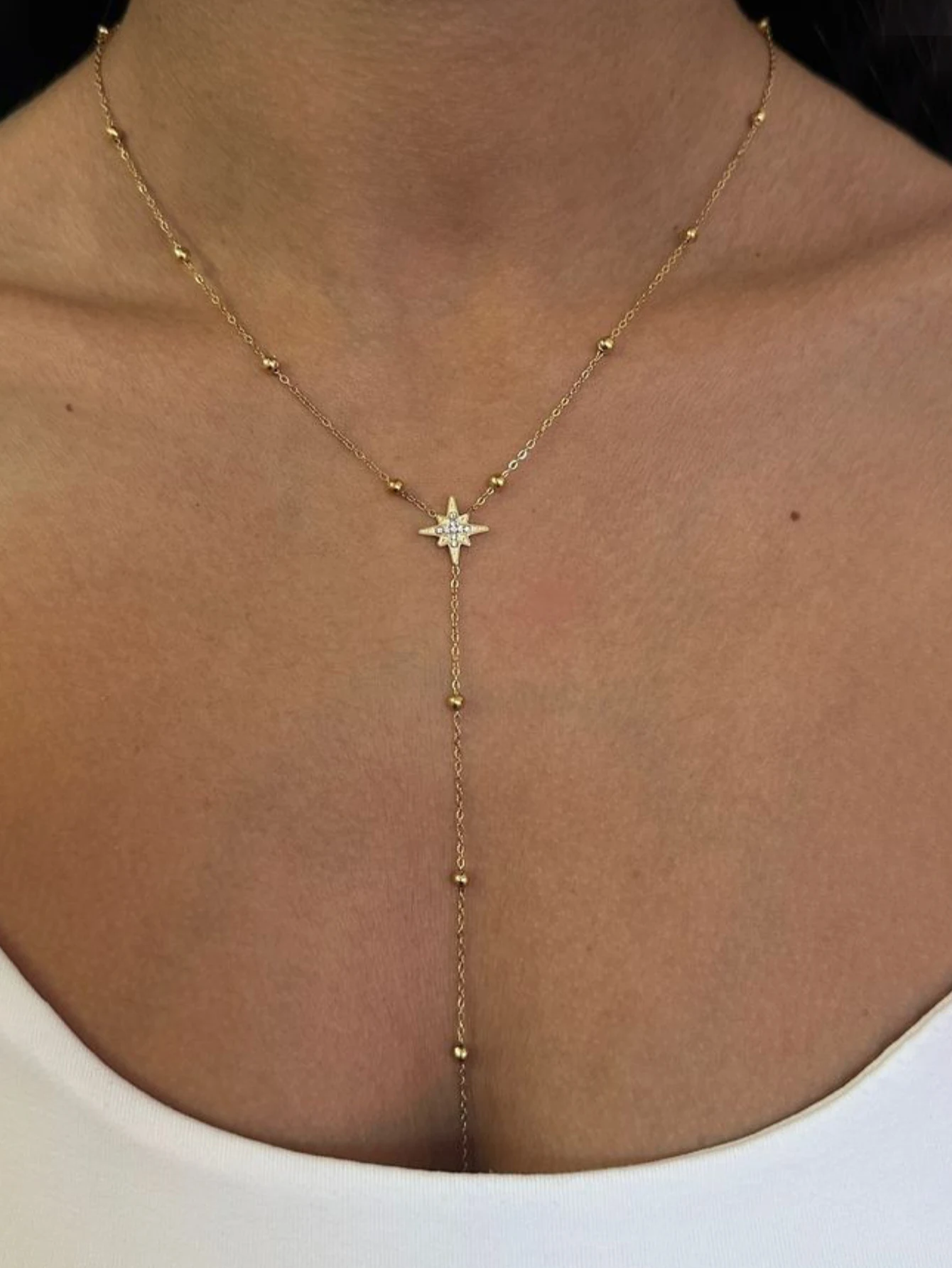 Y-shaped thin chain womens necklace