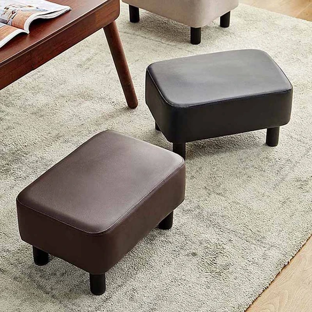 Modern Small Faux PU Leather Footstool Ottoman Footrest Stool Seat Chair Foot  Stool,Brown 