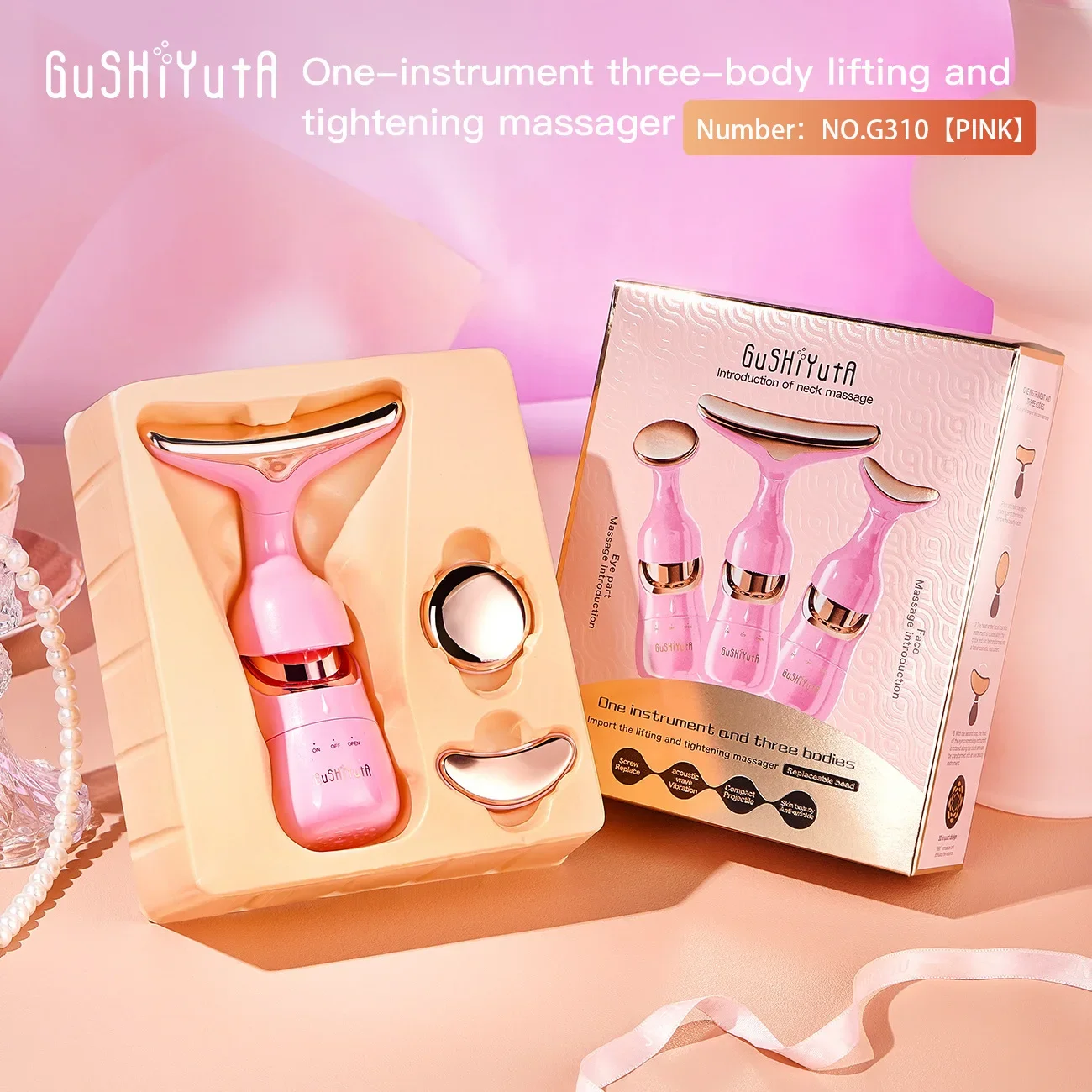 NEW 3 in 1 Face Massager Neck Facial Eye Massage Introducer Microcurrent Skin Rejuvenation Anti Aging Beauty Device