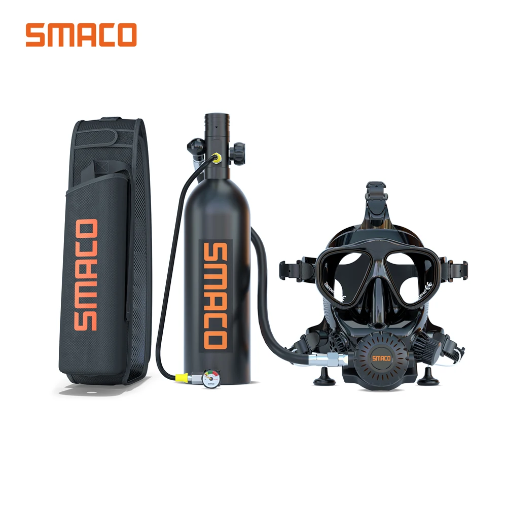 Bombola Immersioni SMACO 0.5L - Per Principianti, Fino A 10 Minuti | Con Valvola E Pompa Manuale